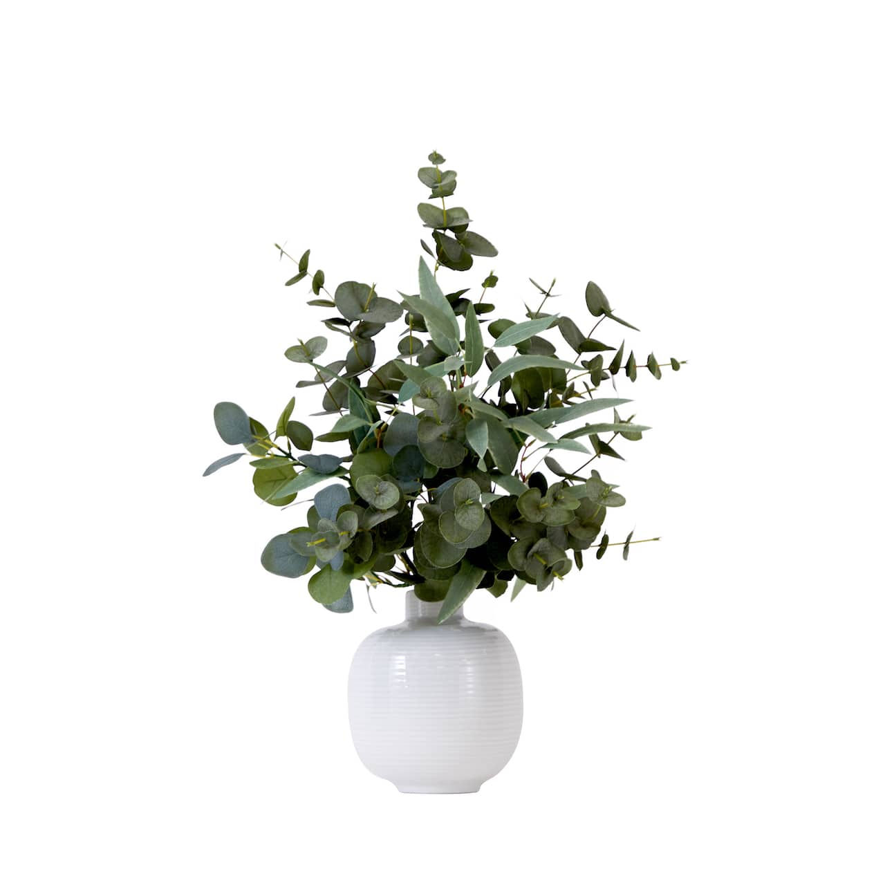 24" Artificial Green Eucalyptus Leaves Arrangement with Ceramic Planter